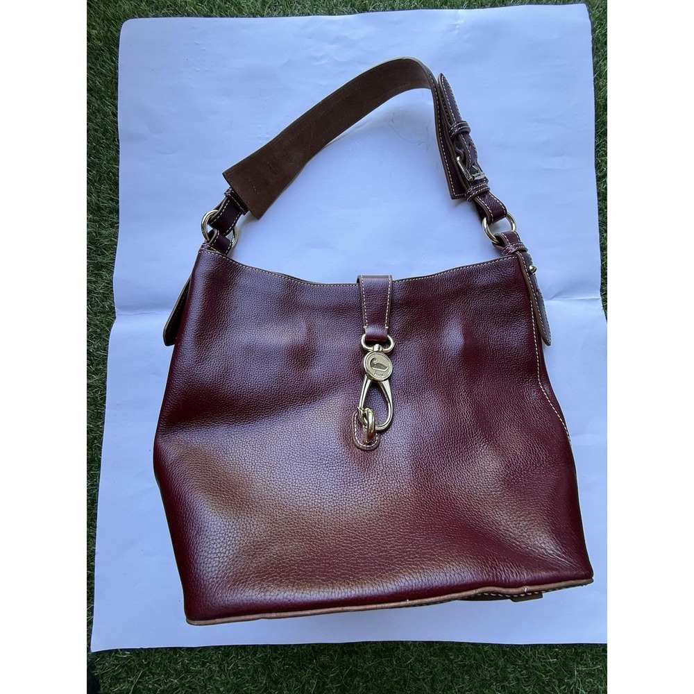 Dooney & Bourke Toscana Lily Bucket Pebbled Leather Maroon/Burgundy Gold Lock